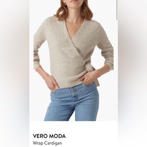 Vero Moda Birch Wrap Cardigan - Neutral Beige Wrap Sweater